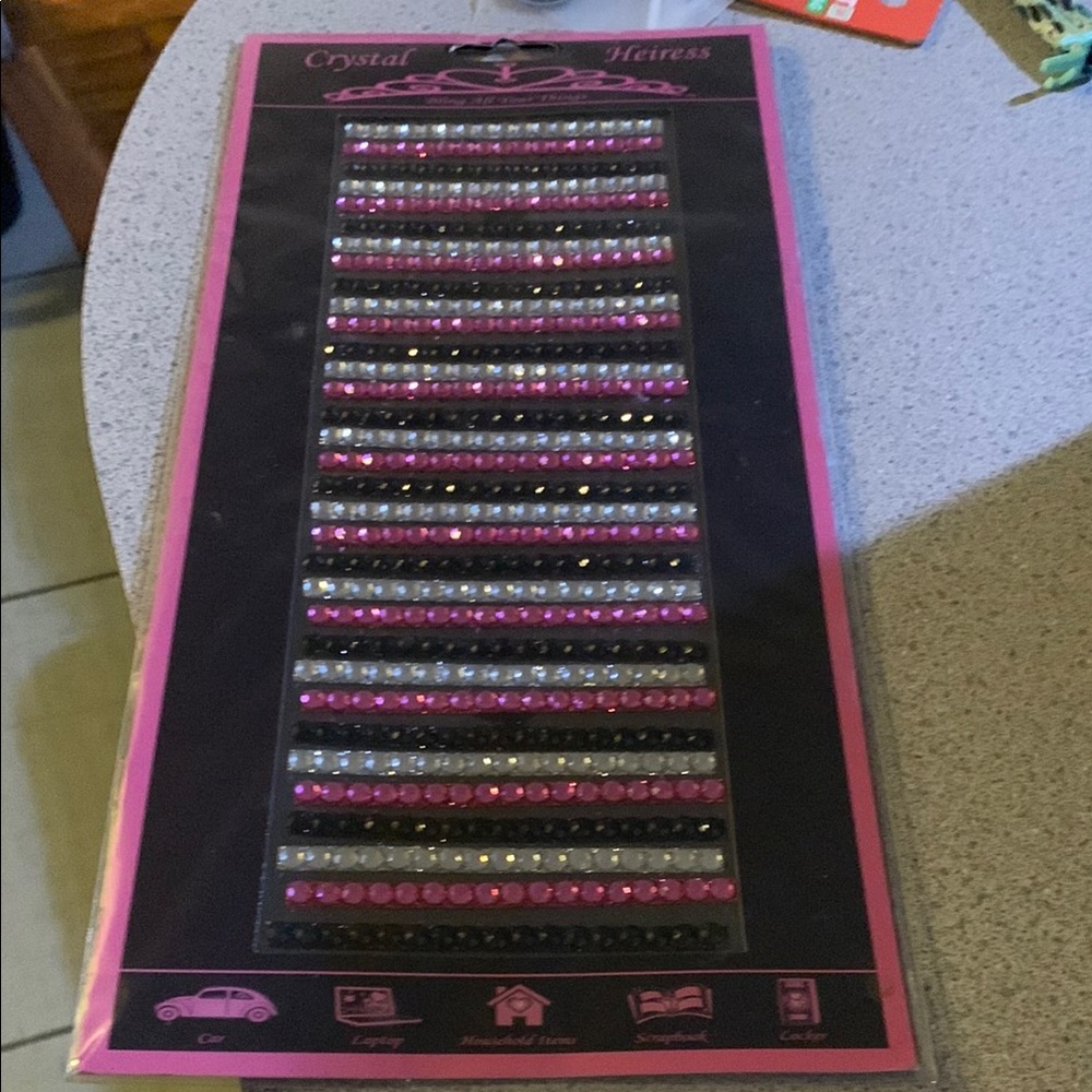 Pink and Silver Rhinestone Strips - Picture 3 of 7